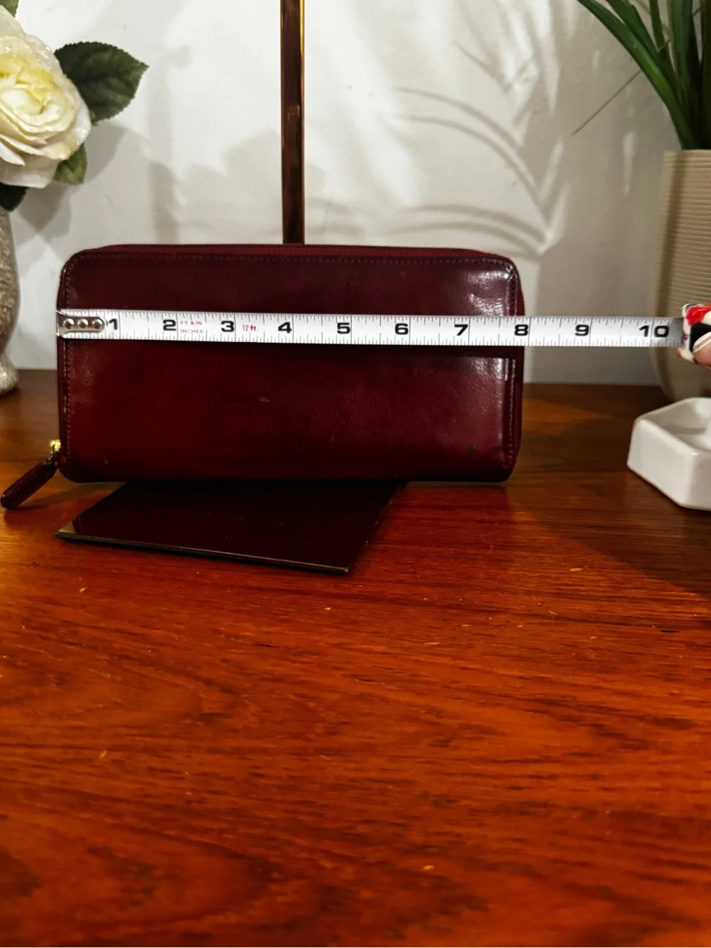 Coach vintage Leather Zip-Around Wallet in Deep Red